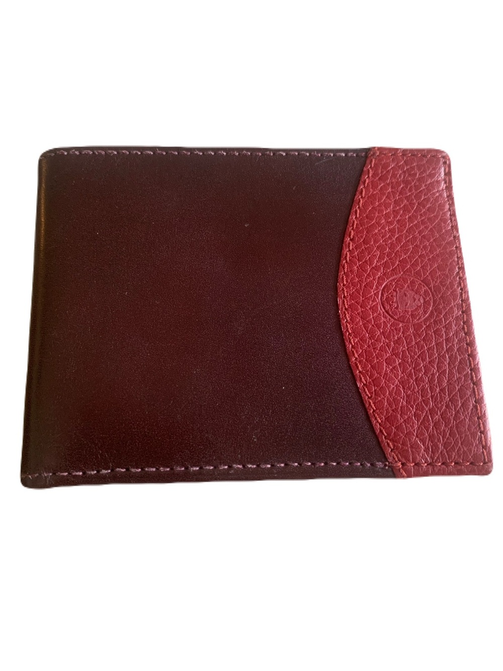 Men's Two-Tone Brown & Red Genuine Leather Bifold Slimfold Wallet USA Made